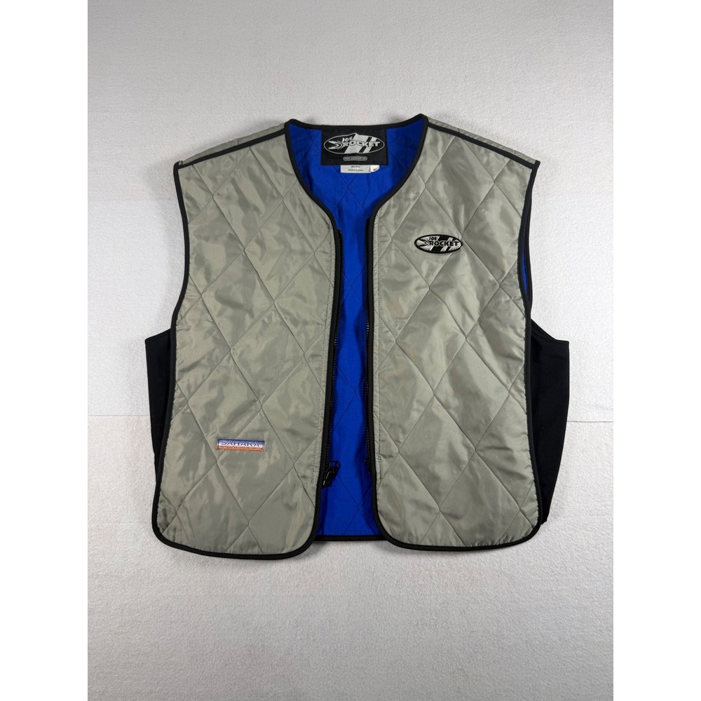 Joe Rocket Sahara Evaporative Cooling Motorcycle Vest Gray Blue XL Quilted Nylon